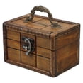 thumbnail image 1 of Pequeño cofre del tesoro de madera, joyero chino con cierre, estuche decorativo navideño para recuerdos, cofre pirata vintage para aula, 1 of 8