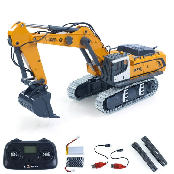 1/50 RC Excavator K970 Engineering Vehicle Remote Control Electric Lifting Digger Metal Bucket Tracks Light Sound RTR Battery
