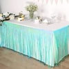 Iridescent Blue 9 feet x 30" Disposable Metallic Foil Fringe Table Skirt