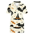 thumbnail image 5 of Yufatyle Women's Halloween Pajamas Set Collared Button Down Sleepwear Cute Ghost Spider Print Lounge Shorts Set Soft Homewear XL, 5 of 5