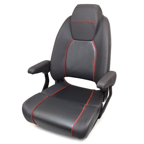 Manitou Boat High Back Helm Seat 3014-0008421 | Gray / Red w/ Bolster