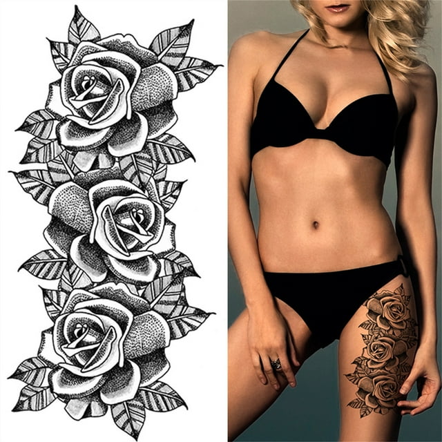 Fiudx Tatuajes de Bocetos, Pegatinas Abstractas, Flores Rosas