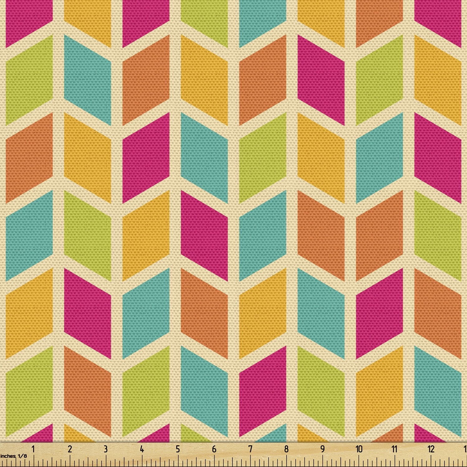 Chevron Fabric by the Yard, Energetic Colorful Geometry Chevron Stripes ...