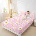 thumbnail image 4 of jejeloiu Kawaii Daisy Bed Sheets,Cartoon Bowknot Flower King Sheets,Pink White Sheet Set For Girls Teens,Microfiber Bedroom Decor,4-Piece, 4 of 7