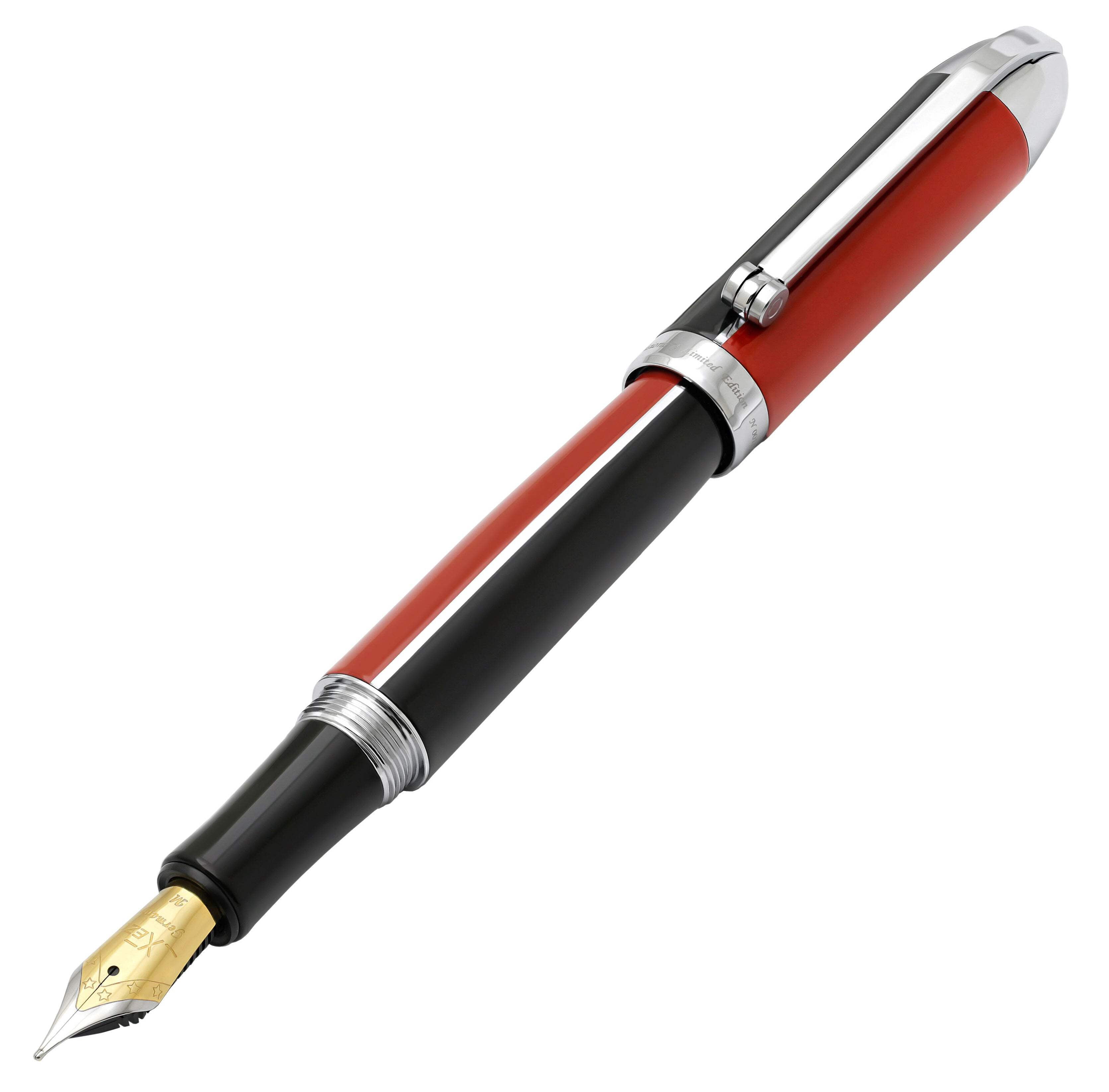 Xezo Xezo Visionary® Brass  Aluminum Enameled Fountain Pen (Medium Nib) - Red / Black