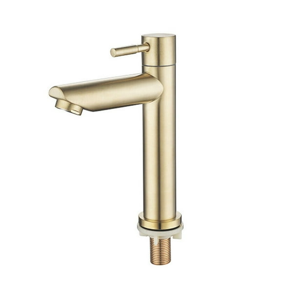 Bathroom Faucets 304 Stainless Steel Bathroom Basin Tap Home Vintage Brushed Gold Cold Faucet Deck Mounted Basin Faucet