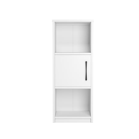 MAINSTAYS ARDENT 3 TIER STORAGE TOWER WITH DOOR AND OPEN SHELVES IN WHITE