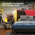 thumbnail image 3 of Bestier Full Size Bed Frame with LED Adjustable Storage headboard, PU Leather Upholstered Platform Bed, Black& Red, 3 of 10