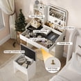 thumbnail image 4 of GloryStar Vanity Desk with LED Light Mirror and Charging Station - Spacious Tabletop with 2 Drawers and Open Shelf, Hidden Storage Stool, 3-Mode Adjustable LED Lighting, 4 of 9