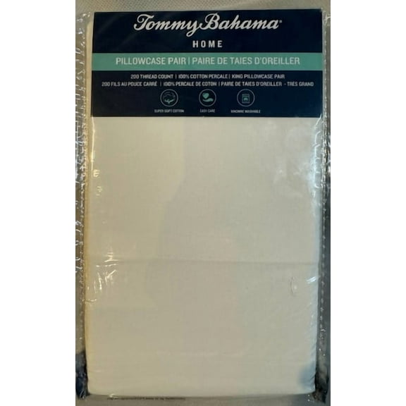 Tommy Bahama King Pillowcase Set of 2 - 200 Thread Count- 100% Cotton