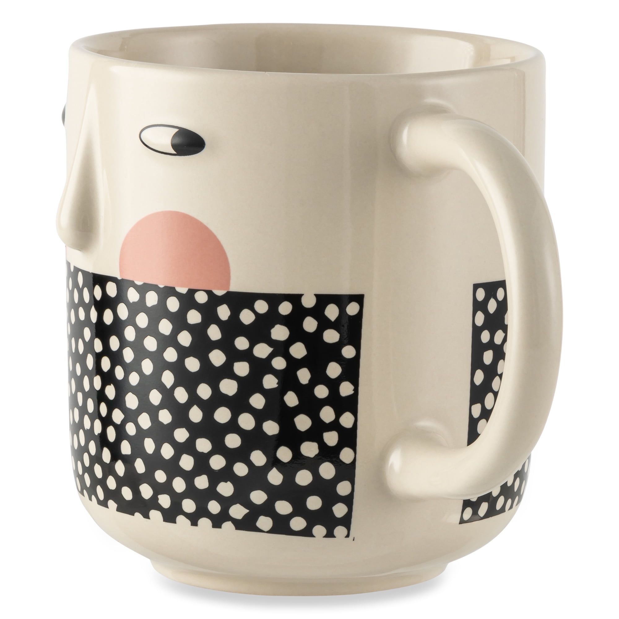 Thyme & Table Cheeky Faces with Dots Stoneware Mugs, 2-Pack, 16.2 fl oz