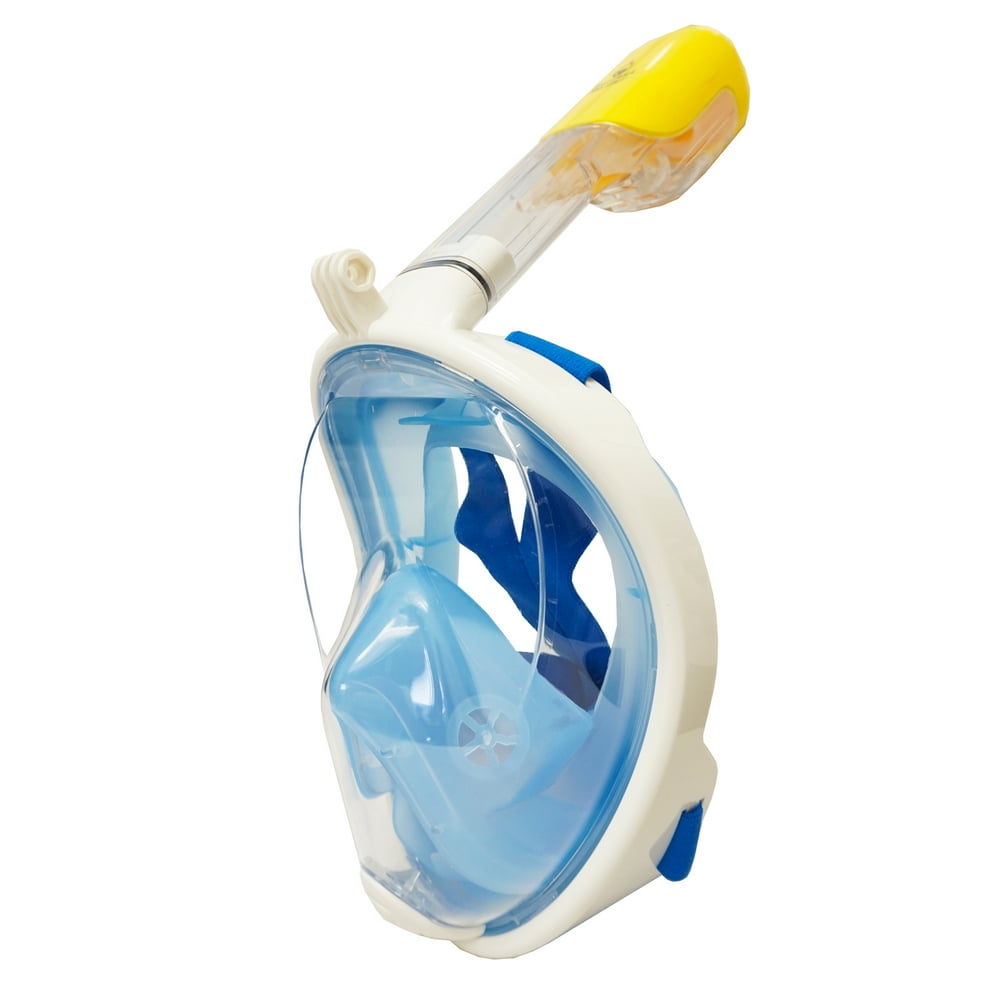 Snorkel Master Blue Full Face Snorkel Mask with GoPro Attachment, L/XL