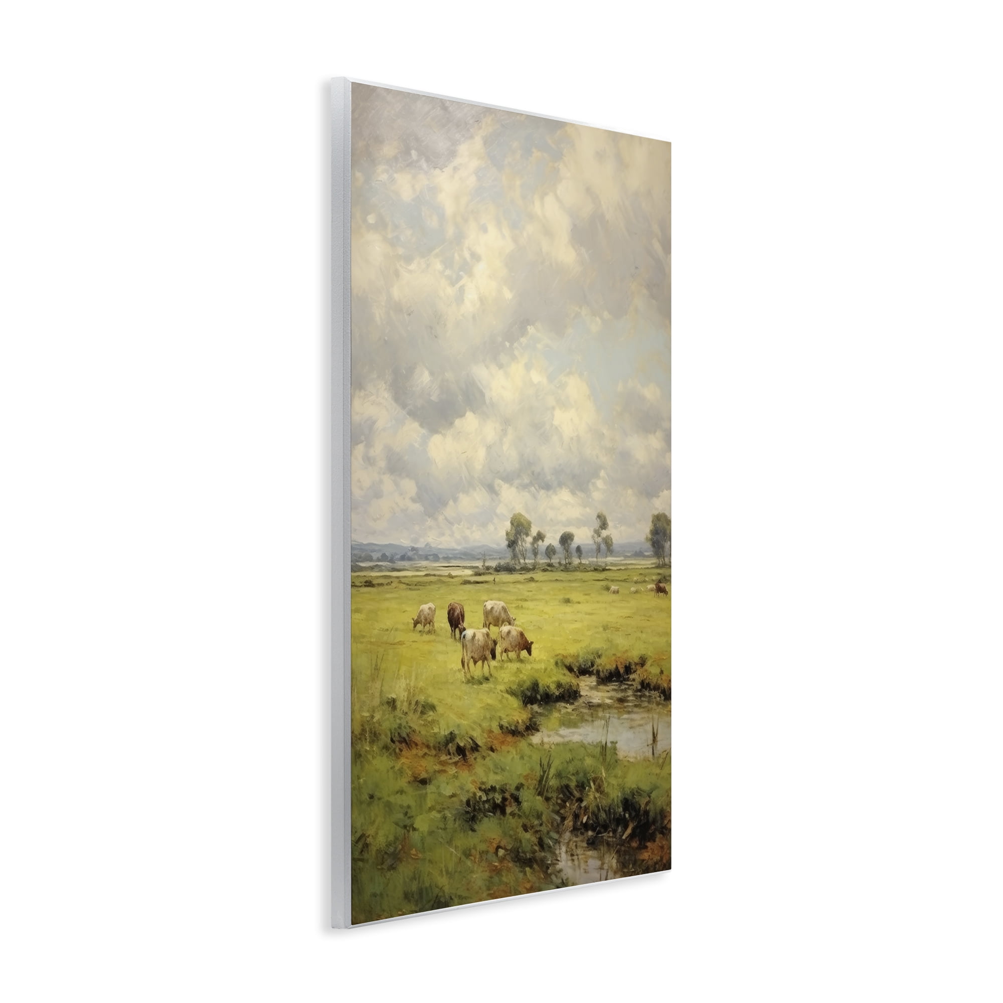 Stupell Industries Grazing Cows Countryside Landscape Painting Unframed Art Print Wall Art, 13 x 19