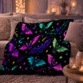 thumbnail image 6 of Cartoon Bats Neon Moons Stars Magical Space Scene, Cozy Friendship Quote Scene, Warm Flannel Blanket for Living Room and Reading Nook, Art Lovers Friendship Gift, Fantasy Home Decor, 6 of 9