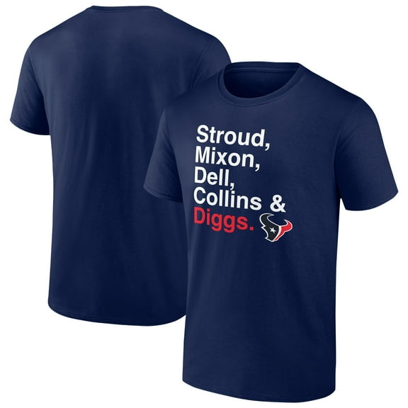 Men's Navy Houston Texans Stroud, Mixon, Dell, Collins & Diggs T-Shirt