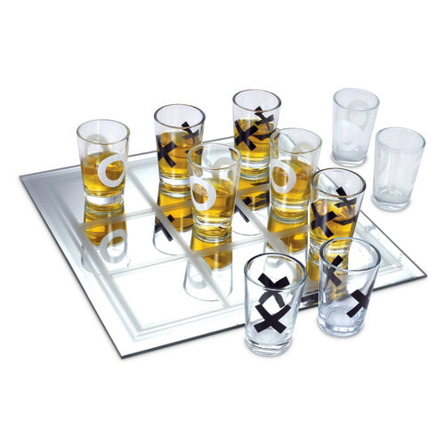 Gifts for Kids and Adults Tic Tac Toe Drinking Game Party Glass Gameboard Set 