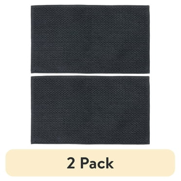 (2 pack) Better Homes & Gardens Signature Soft Cotton Looped Bath Mat, Grey Shadow, 20" x 34"
