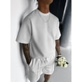 thumbnail image 5 of Men's Sets Crew Neck Set Pockets 2 Piece Shirt Shorts Outfit for Summer White XXL, 5 of 7