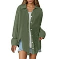 thumbnail image 1 of Camisa oversize lisa para mujer: prenda informal de corte holgado y tejido transpirable, cómoda para el día a día y las salidas informales., 1 of 8