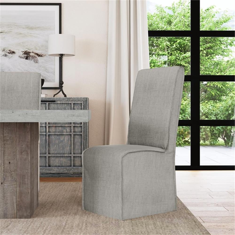 Pemberly Row Cool Gray Fabric Upholstered Parsons Dining Chairs (Set of 2)