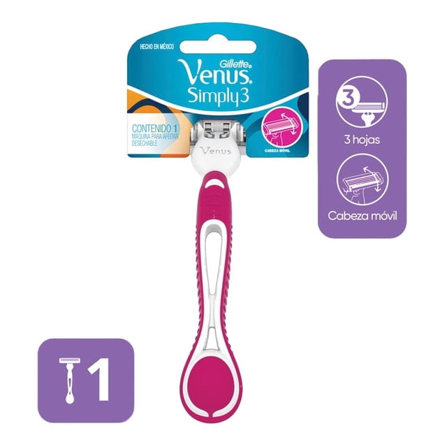 Rastrillo para afeitar desechable Gillette simply venus 3 hojas 1 pza