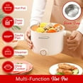 thumbnail image 2 of Brentwood 1.6-Qt. Multi-Function Electric Hot Pot Cooker with Stainless Steel Food Steamer and Ceramic Non-Stick Coating, White, HPS-3172W, HPS-3172W, 2 of 5
