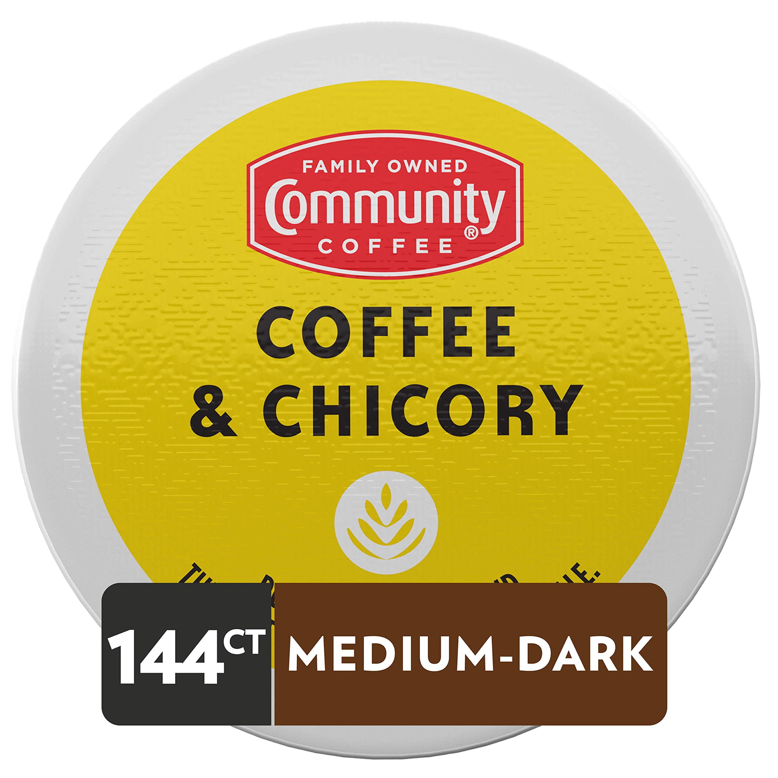 Community Coffee & Chicory 144 Count Coffee Pods, Dark Roast, Compatible With Keurig 2.0 K-Cup Brewers