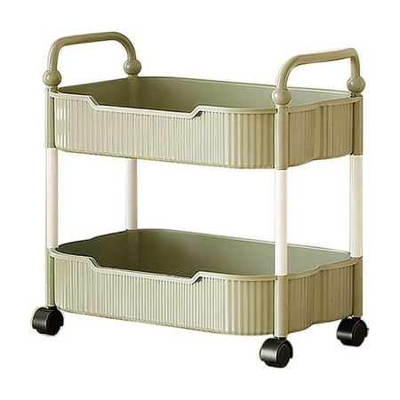 Multi-Purpose 2-Layer Storage Cart with Lockable Casters for Kitchen Bathroom Living Room Organization Featuring Breathable Shelves Sleek Design and Easy Maintenance