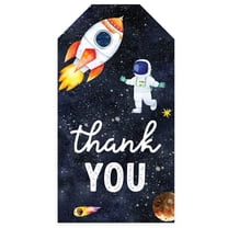 Koyal Wholesale Kids Party Favor Classic Thank You Tags with String, Outer Space Astronaut Birthday Gift Tags