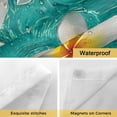 thumbnail image 4 of No Hook Plumeria Coastal Shower Curtain with Snap in Liner Set, Summer Beach Teal Blue Ocean Waterproof Fabric Bathroom Curtains with See Through Top Window, Hotel Style Small 36 x 78 Inch, 4 of 9