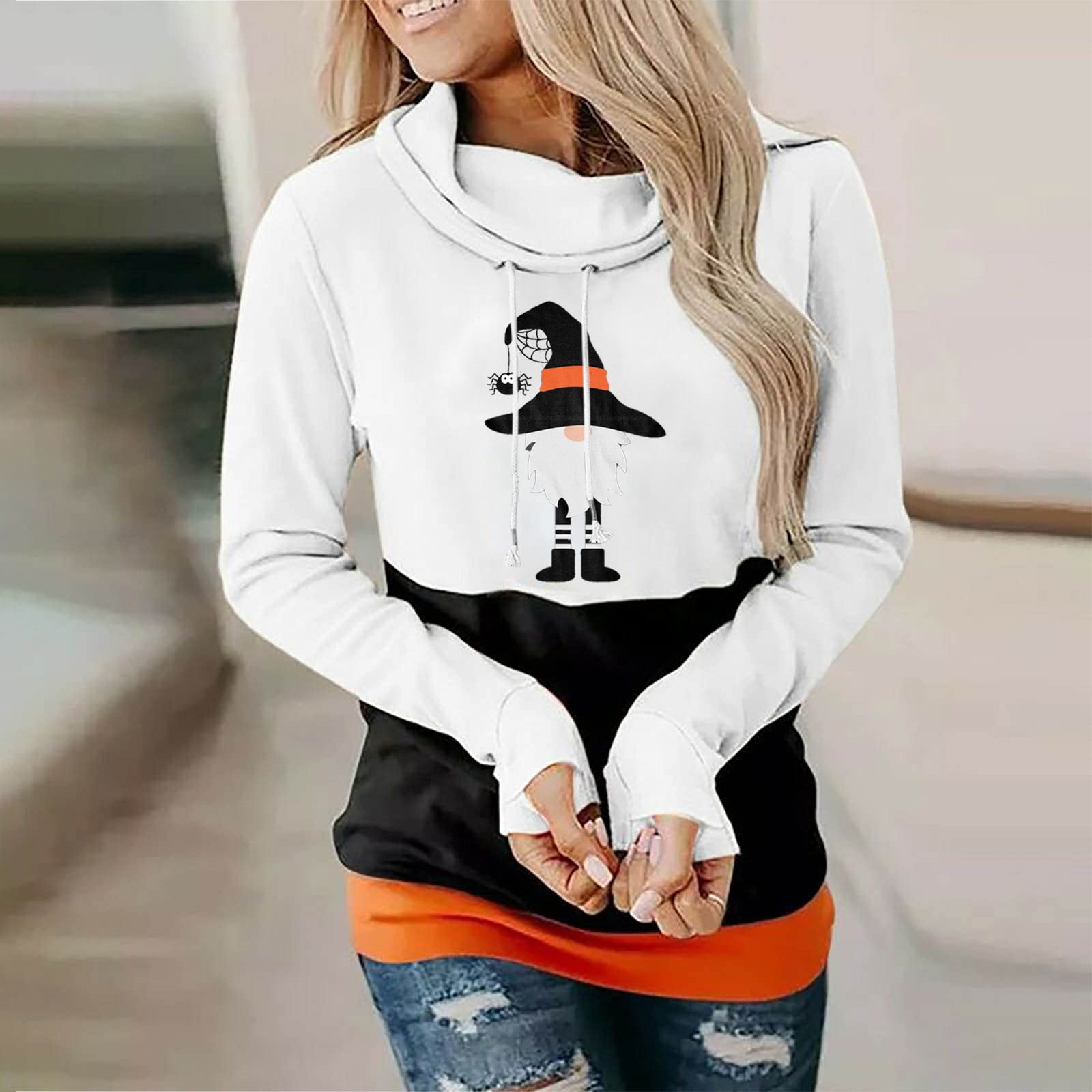 HUPOM Womens Pullover Sweatshirt Round Neckline Flap Casual Hoodie