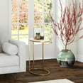 thumbnail image 3 of Evelyn&Zoe Enzo 20" Wide Oval Side Table with Faux Marble Top, Brass, 3 of 7