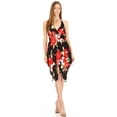 thumbnail image 5 of Sakkas Svana Women's V-neck Spaghetti Strap Floral Print Summer Casual Short Dress - B-Red - One Size, 5 of 5