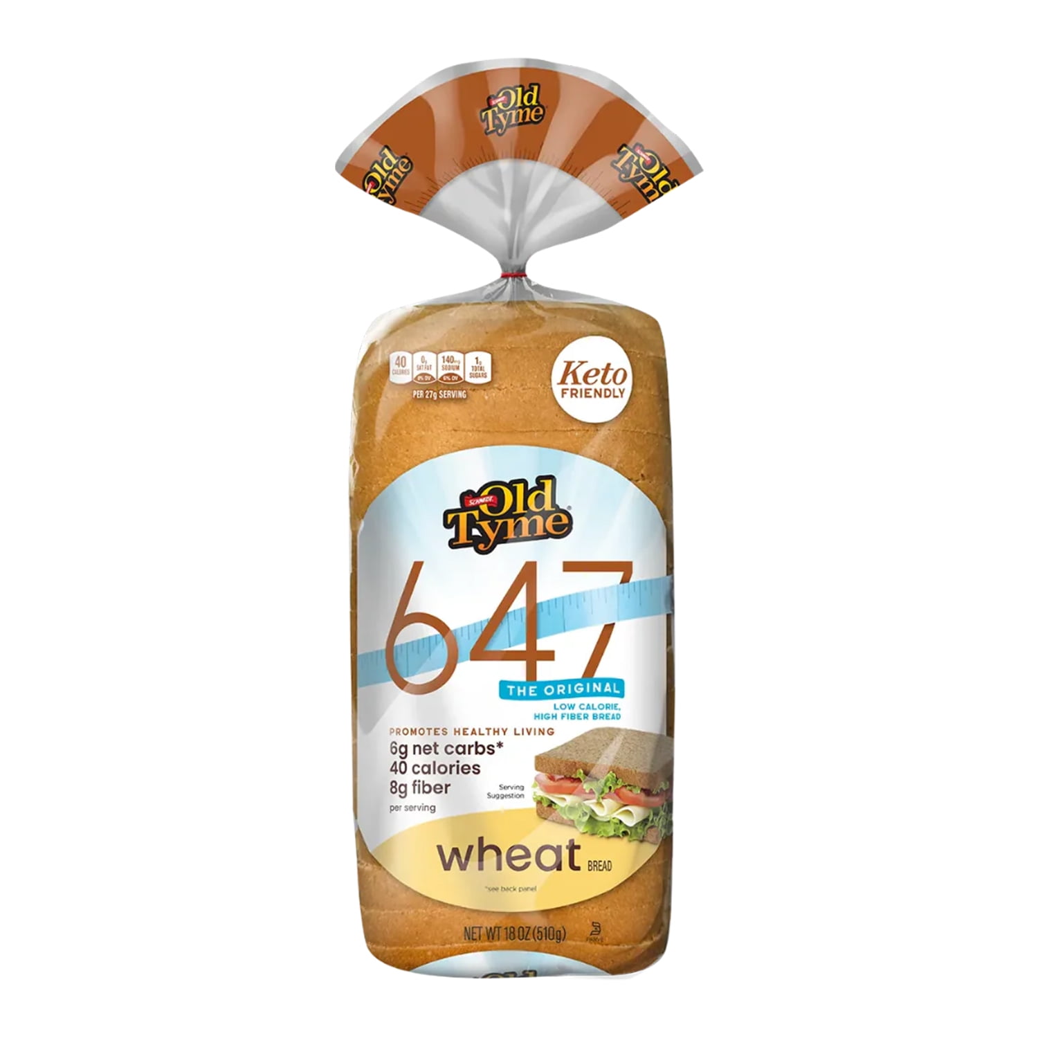 Schmidt Old Tyme 647 Wheat Bread: Keto-Friendly 40 Calorie, 18oz Loaf