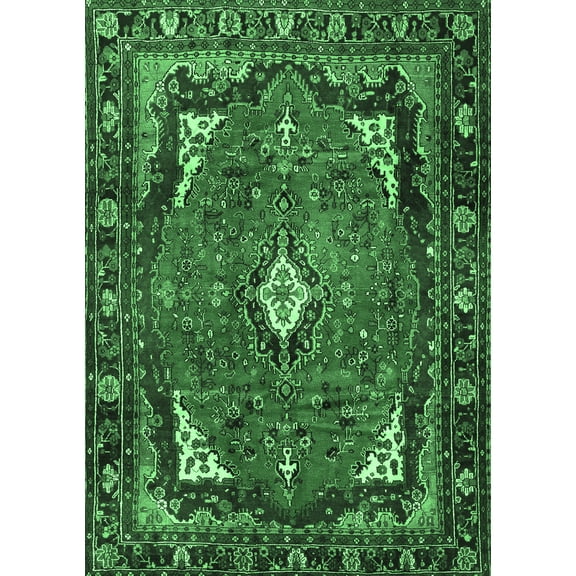 Ahgly Company Indoor Rectangle Persian Emerald Green Traditional Area Rugs, 5' x 7'