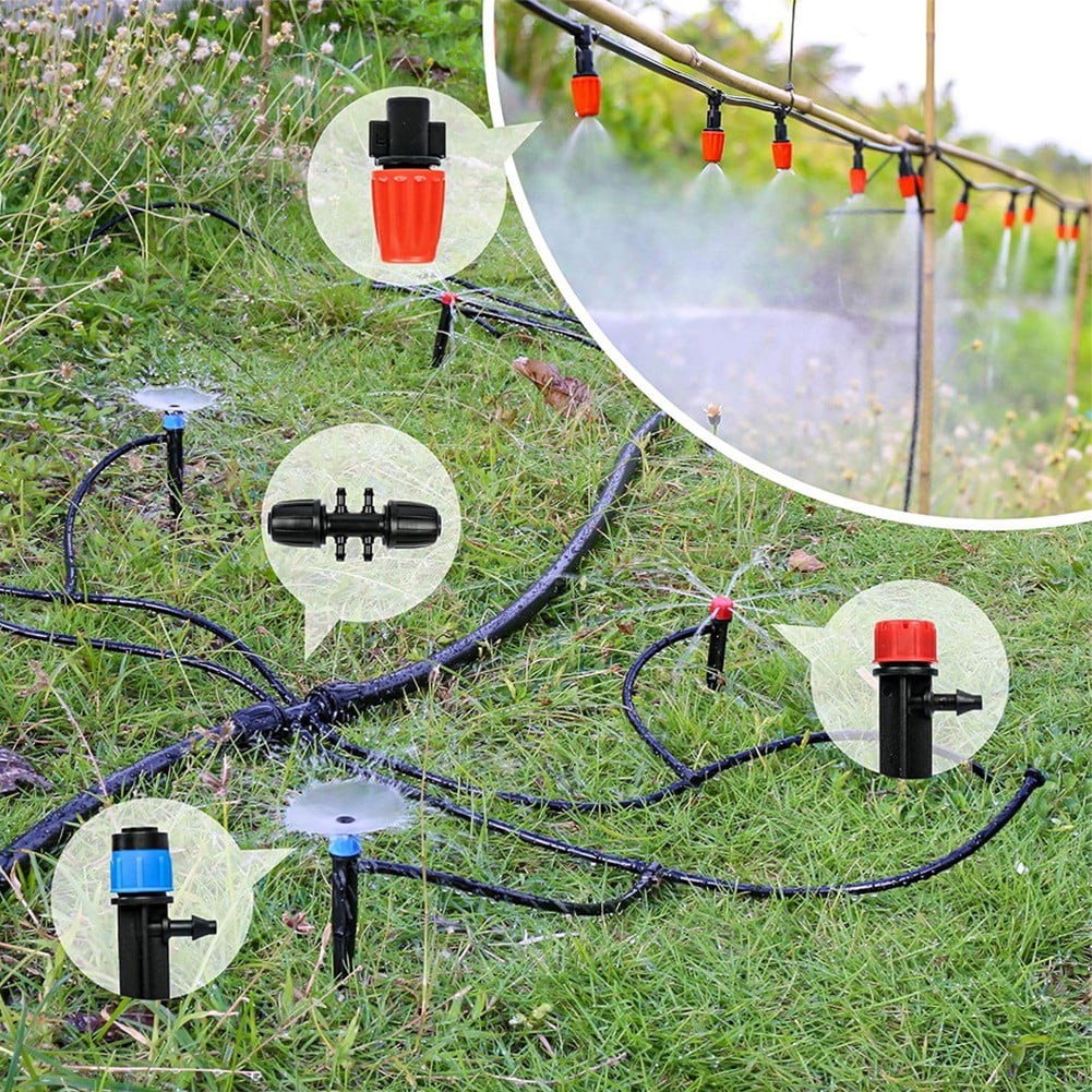 RichLink Irrigation System Greenhouse Watering Systems 1/4in Diy Auto Drip Irrigation Kit,30m