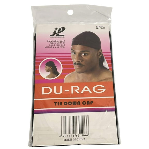 Du Rag Tie Down Breathable Cap Black: 1CT