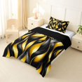 thumbnail image 2 of Manfei Aesthetic Geometric Twin Comforter Sets, Black Gold Wavy Stripes Bedding Set, Black Reversible 2 Pieces, 1 Comforter and 1 Pillowcase, 2 of 6