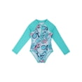 thumbnail image 2 of JanJean Kids Girls One Piece Swimsuits Prints Long Sleeve Bathing Suit Rash Guard Beach Swimwear Mint Green 14, 2 of 7