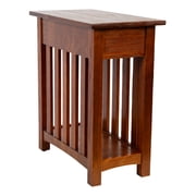Leick Home 8202 Mission Impeccable End Table with Drawer, Made with Solid Wood, Narrow Side Table for Living Room, Bedroom, Medium Oak Finish