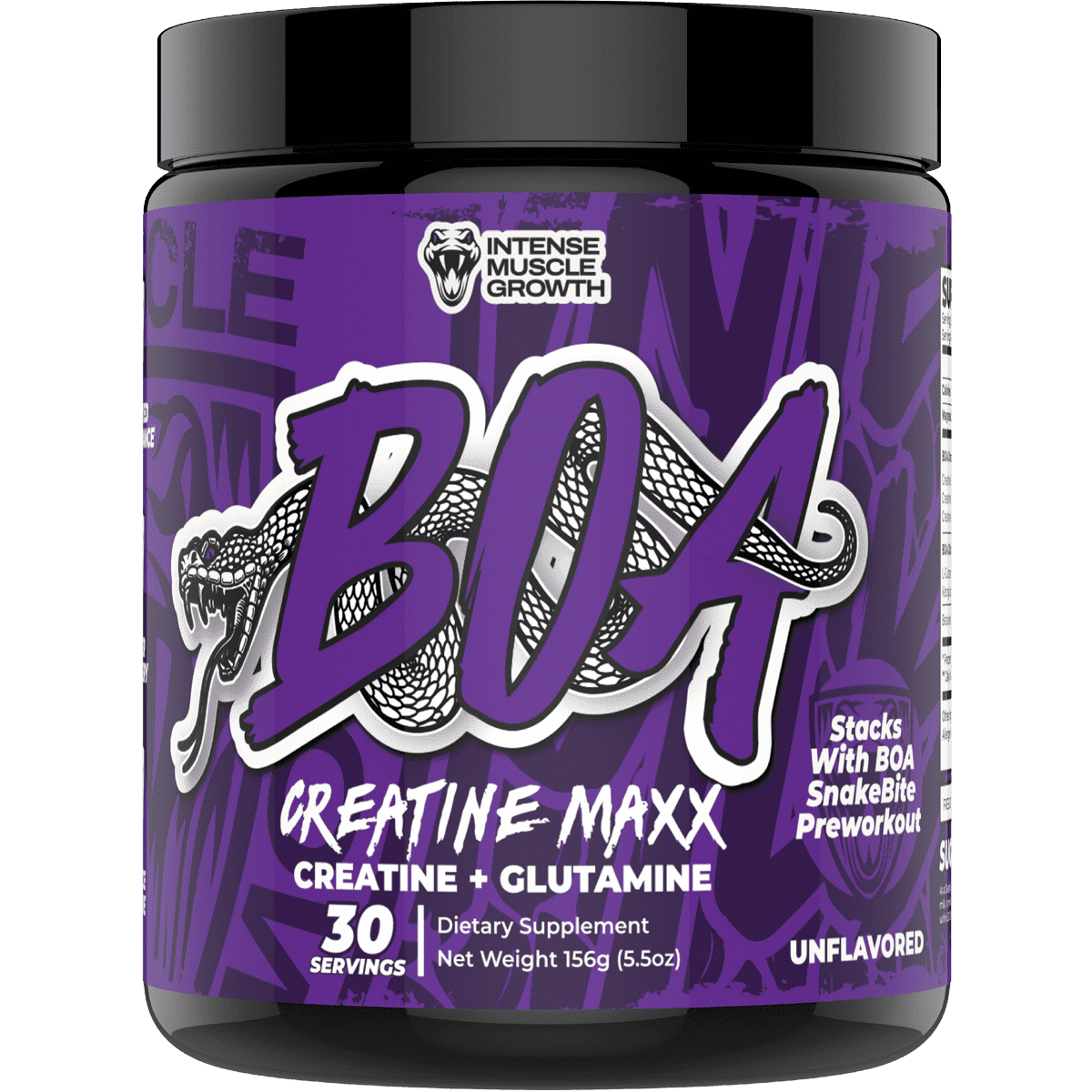 BOA Creatine Maxx Powder – Creatine & Glutamine Blend for Muscle Recovery, Strength & Performance Support – Unflavored – 30 Servings