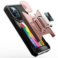 thumbnail image 6 of For Apple iPhone 16 Pro (6.3") Wallet Case with Ring Stand & Slide Camera Cover Credit Card Slot Holder, Military Grade Cover ,Xpm Phone Case [ Rose Gold ], 6 of 8