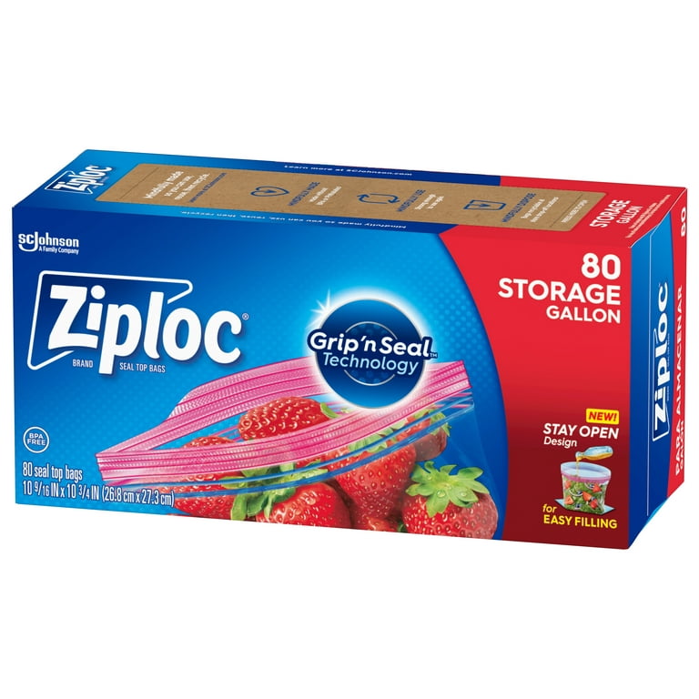 Ziploc Gallon Freezer Bags with Stay Open Design 80 Count