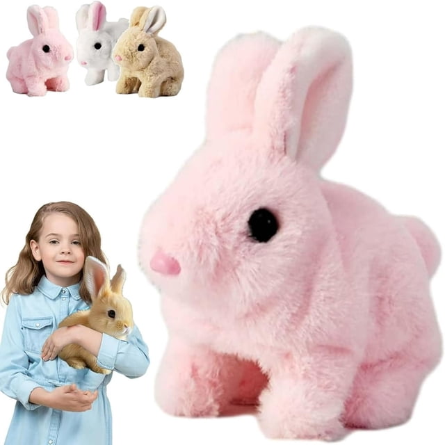 EASTIN Bunby - Mon Lapin Réaliste Lapin Réaliste Peut Marcher et Parler Bunby Mon Lapin Réaliste Lapin en Peluche Bliss de Pâques Peluche Interactive Lapin Réaliste Robot (Rose)