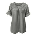 thumbnail image 7 of Women's Summer Tops Square Neck Ruffle Sleeve Shirts Business Dressy Casual Blouses Trendy Loose Tunic Basic Tee (XL, Gray), 7 of 7