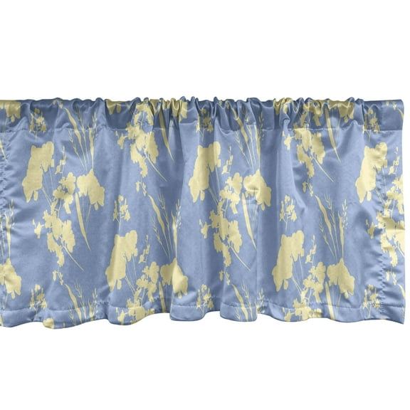 Ambesonne Floral Valance Pack of 2, Abstract Monochrome Botanics, 54"X12", Pale Sky Blue and Cream