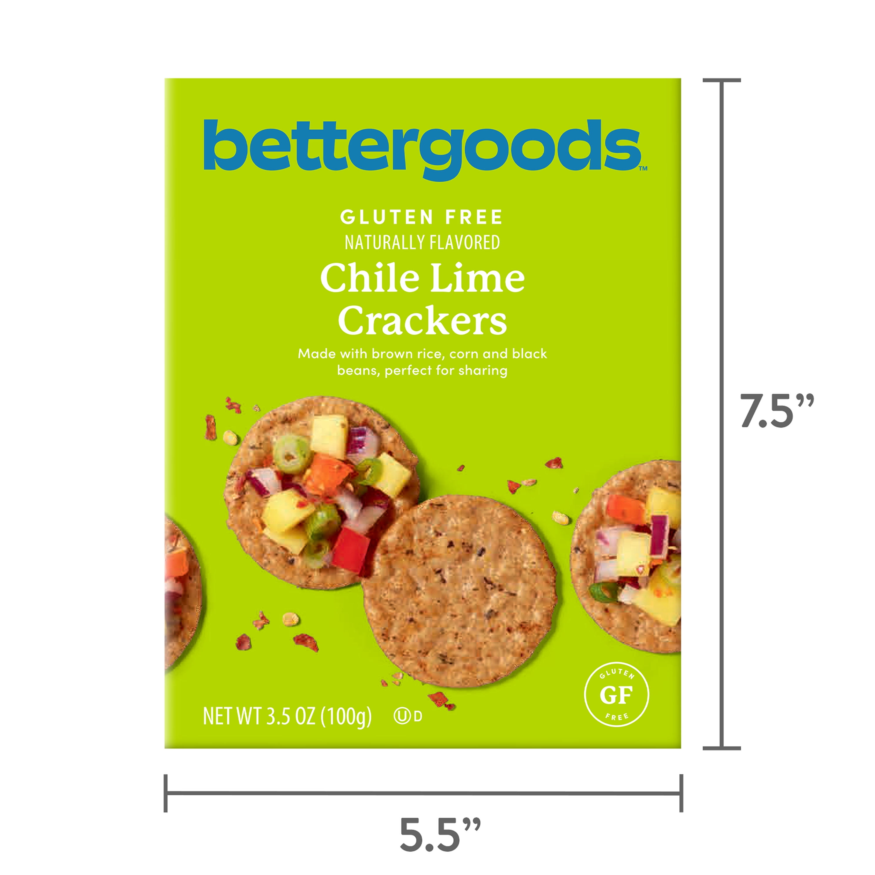 (4 pack) bettergoods Gluten-Free Chile Lime Crackers, 3.5 oz