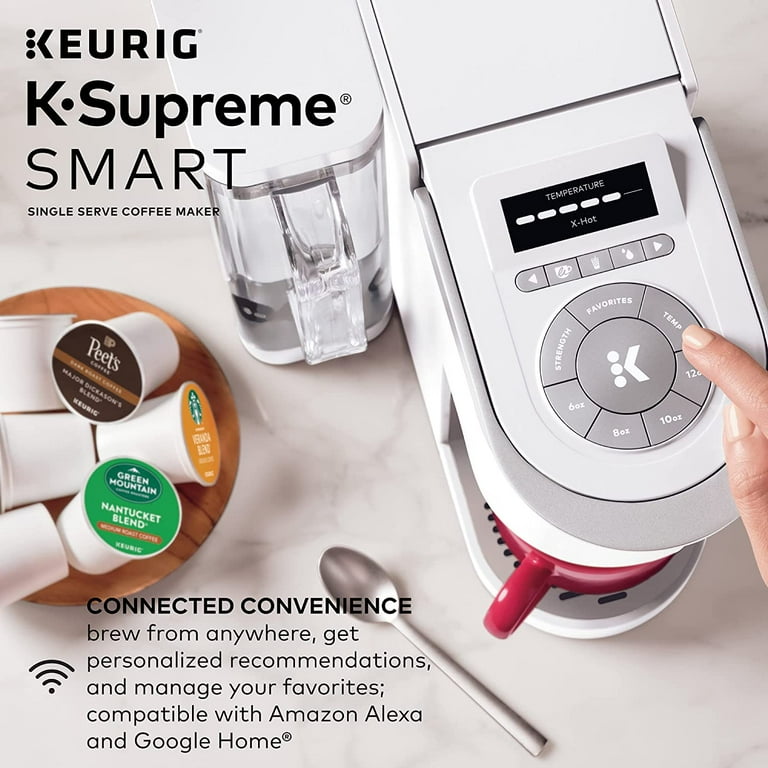 Keurig K Supreme SMART Single Serve Coffee Maker With WiFi Compatibility 4 Brew Sizes And 66oz Removable Reservoir Compatible with Alexa White Walmart