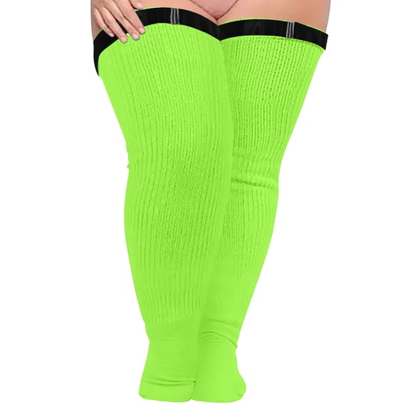Multicolor Stockings Women Soild Plus Size Over Knee Cotton Socks Extra Long Extra Thick Thigh Socks Tall Socks with Elastic No Slip Belt