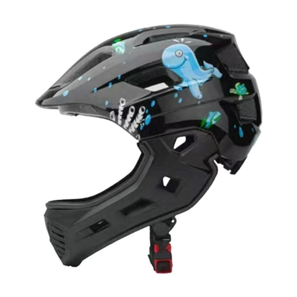 Casco de bicicleta para niños, integral, portátil, con absorción de impactos, ajustable y transpirable. Negro